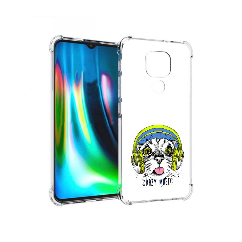 Чехол MyPads Tocco для Motorola Moto G9 Play кошка в наушниках рисунок (PT227081.347.403)