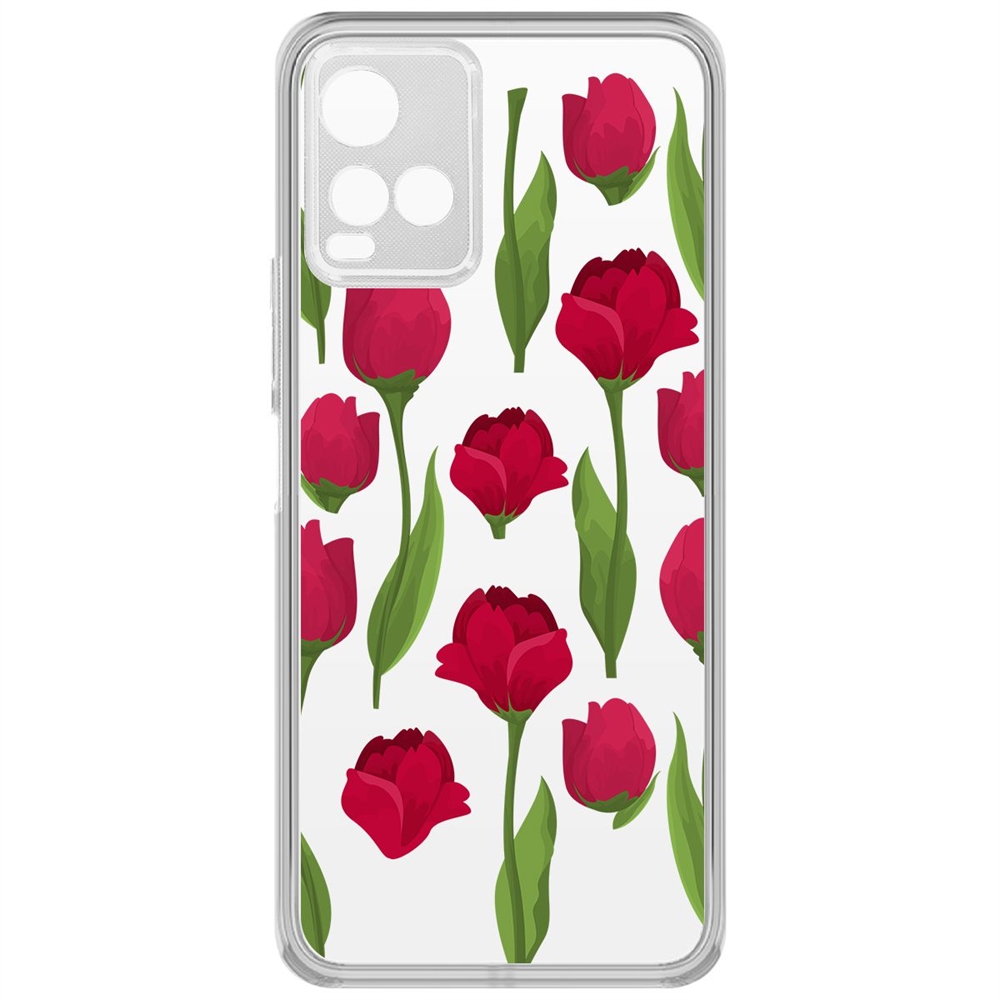 

Чехол-накладка Krutoff Clear Case Розы паттерн для Vivo Y21, Прозрачный