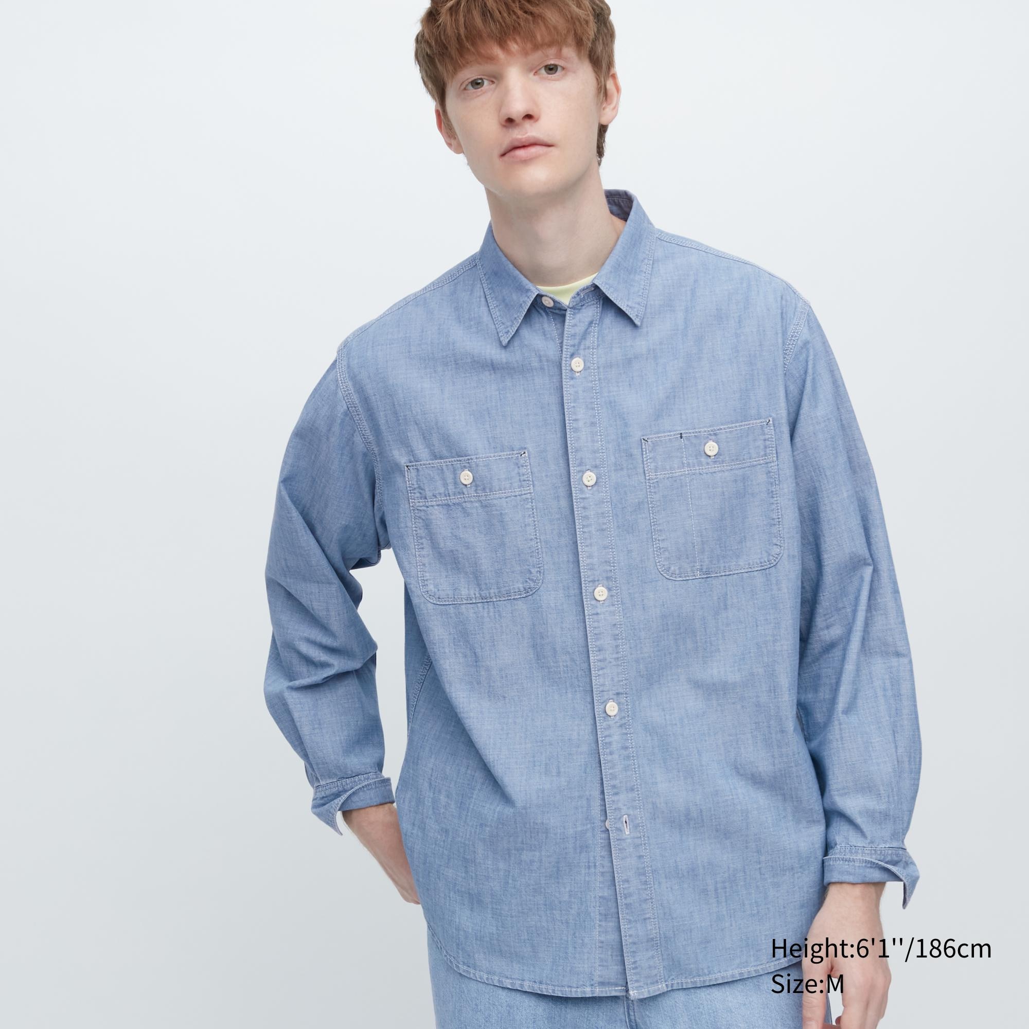 Рубашка мужская UNIQLO 456634COL63 синяя 2XL (доставка из-за рубежа)