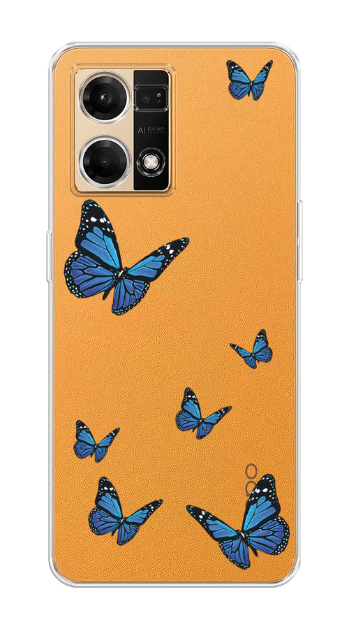 

Чехол на Oppo Reno 7 4G/8 4G "Blue butterflies", Синий;черный, 2511250-1