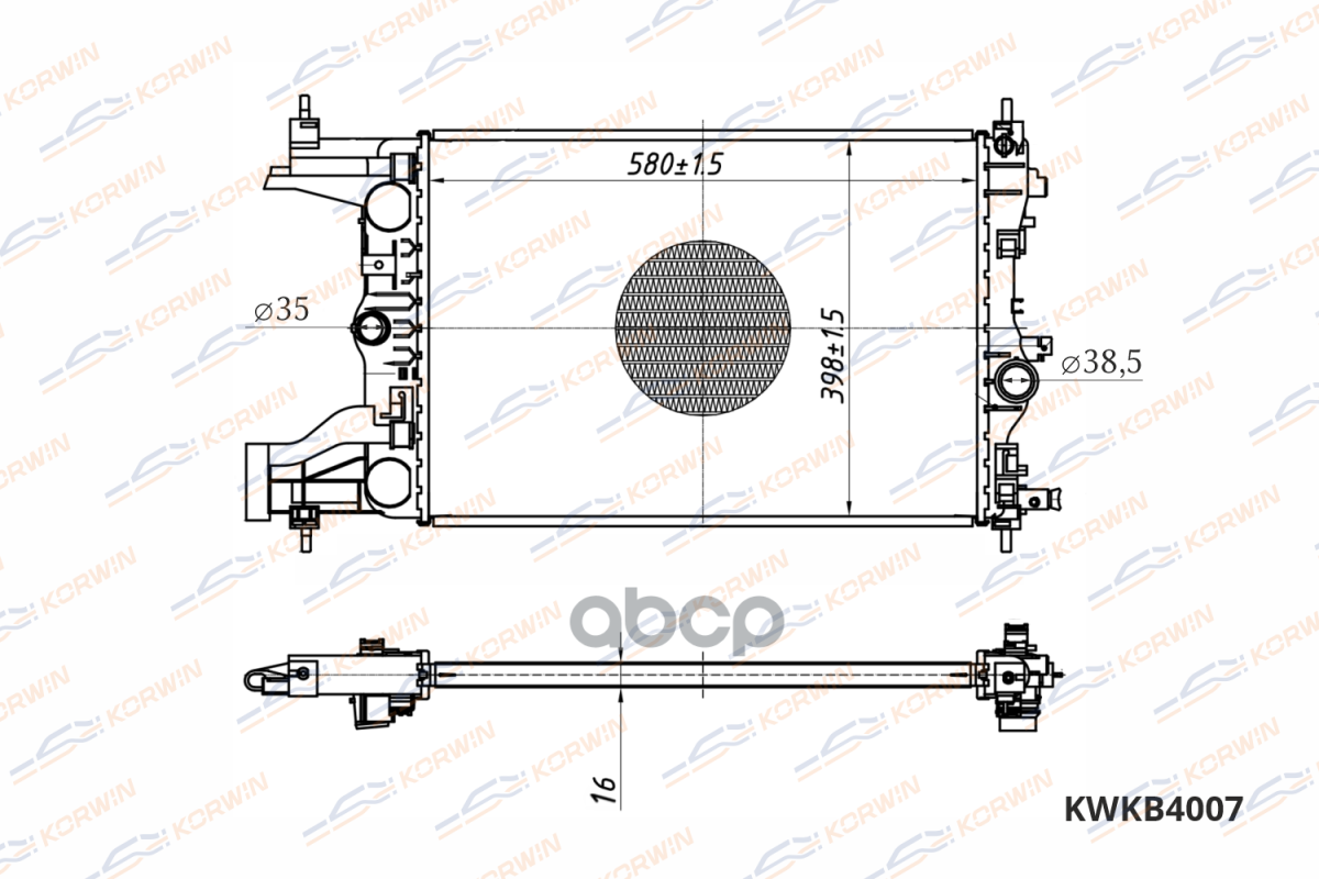 Радиатор Охлаждения Opel Astra J(10-)/Chevrolet Cruze (09-) Mt(Гарантия 2 Года) KORWIN арт