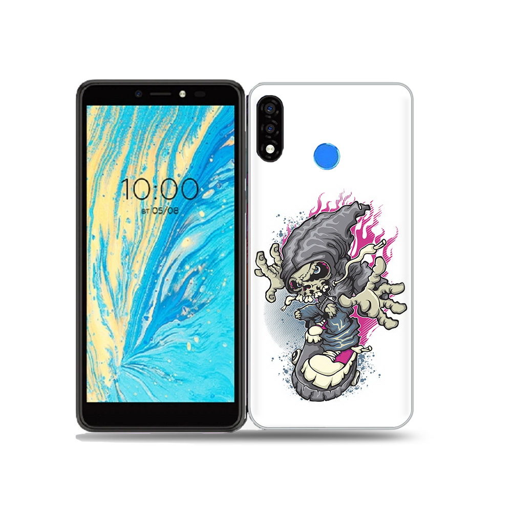 фото Чехол mypads tocco для bq bq 5740g spring нарисованный скелет на скейт борде