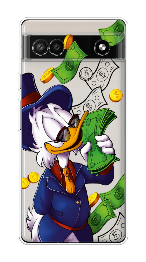 

Чехол на Google Pixel 6A "Scrooge McDuck with Money", Синий;зеленый;белый, 271150-6