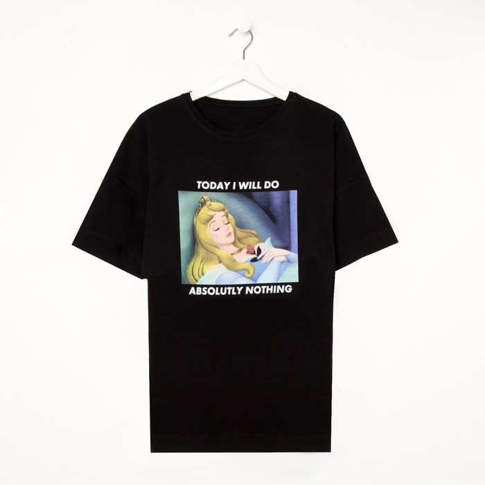 

Футболка «Kiss me» Принцессы oversize, цвет чёрный, Принцессы
