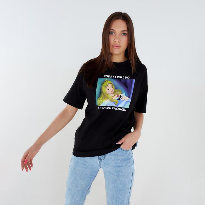 

Футболка «Kiss me» Принцессы oversize, цвет чёрный, Принцессы