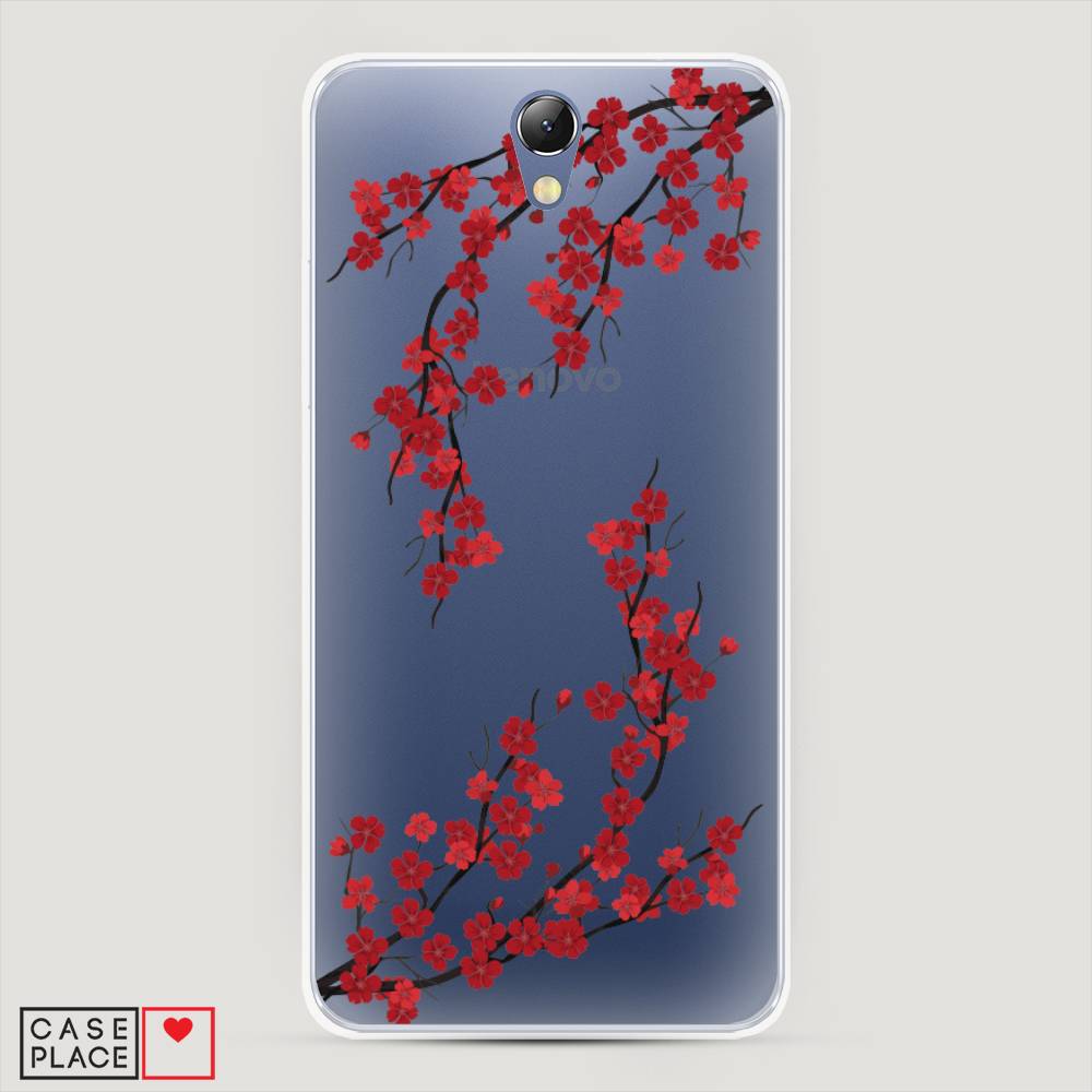 

Чехол на Lenovo Vibe S1 "Красная сакура", Красный;черный, 111450-2