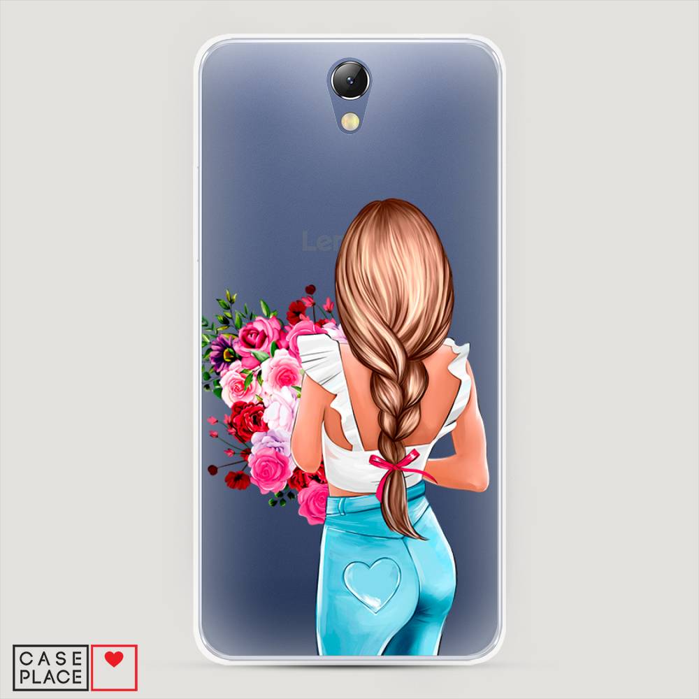 

Чехол на Lenovo Vibe S1 "Девушка с цветами", Коричневый;розовый;голубой, 111450-6