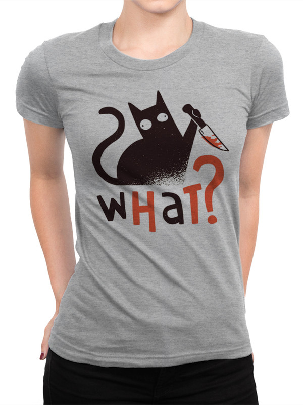 

Футболка женская Dream Shirts Котик с Ножом What! серая L, Котик с Ножом What!