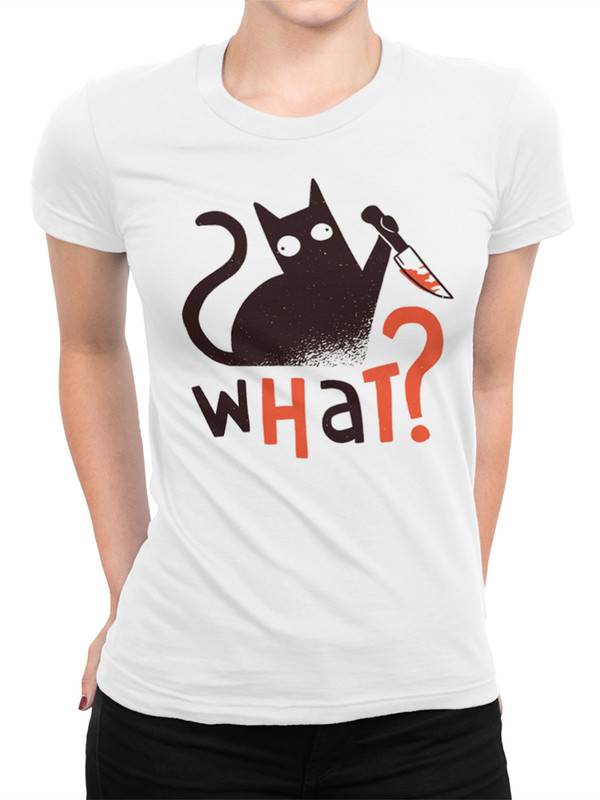 

Футболка женская Dream Shirts Котик с Ножом What! белая XS, Котик с Ножом What!