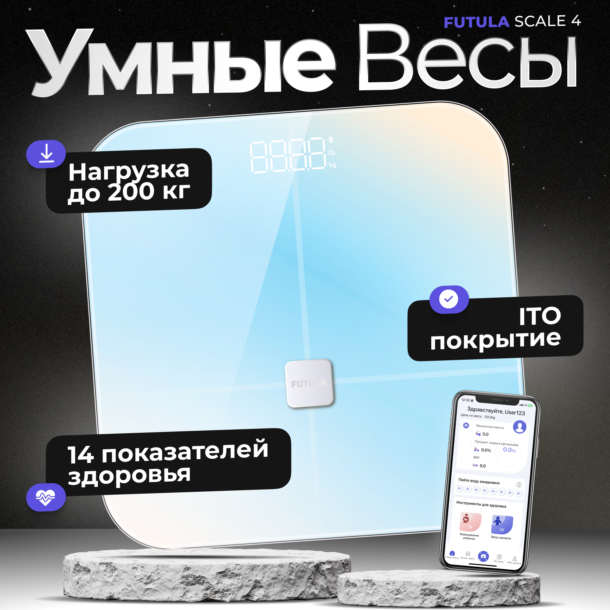 Весы напольные Futula Scale 4 голубой весы напольные futula scale 5 белый