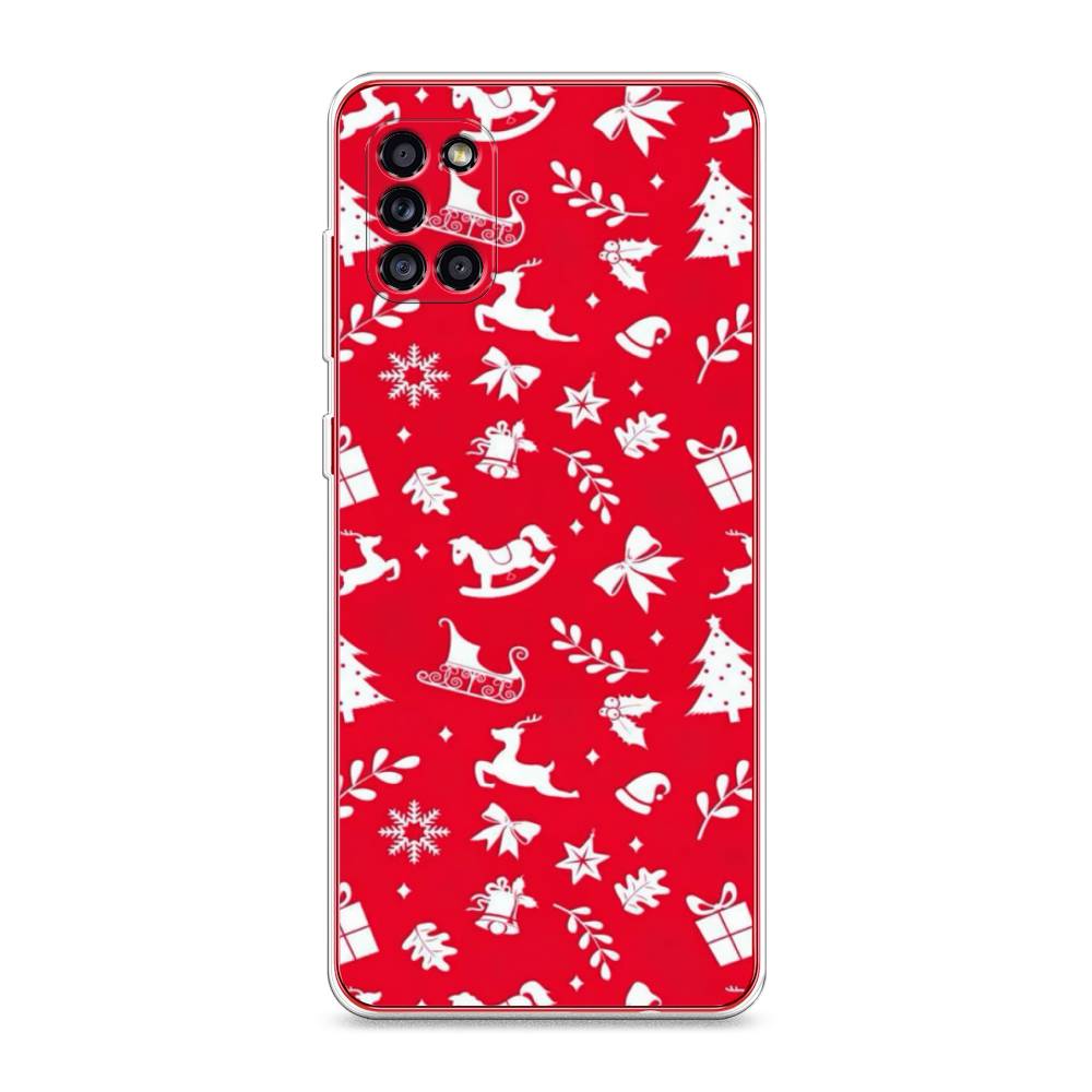 

Чехол для Samsung Galaxy A31 "Красный новогодний фон", Красный;белый, 2100350-5