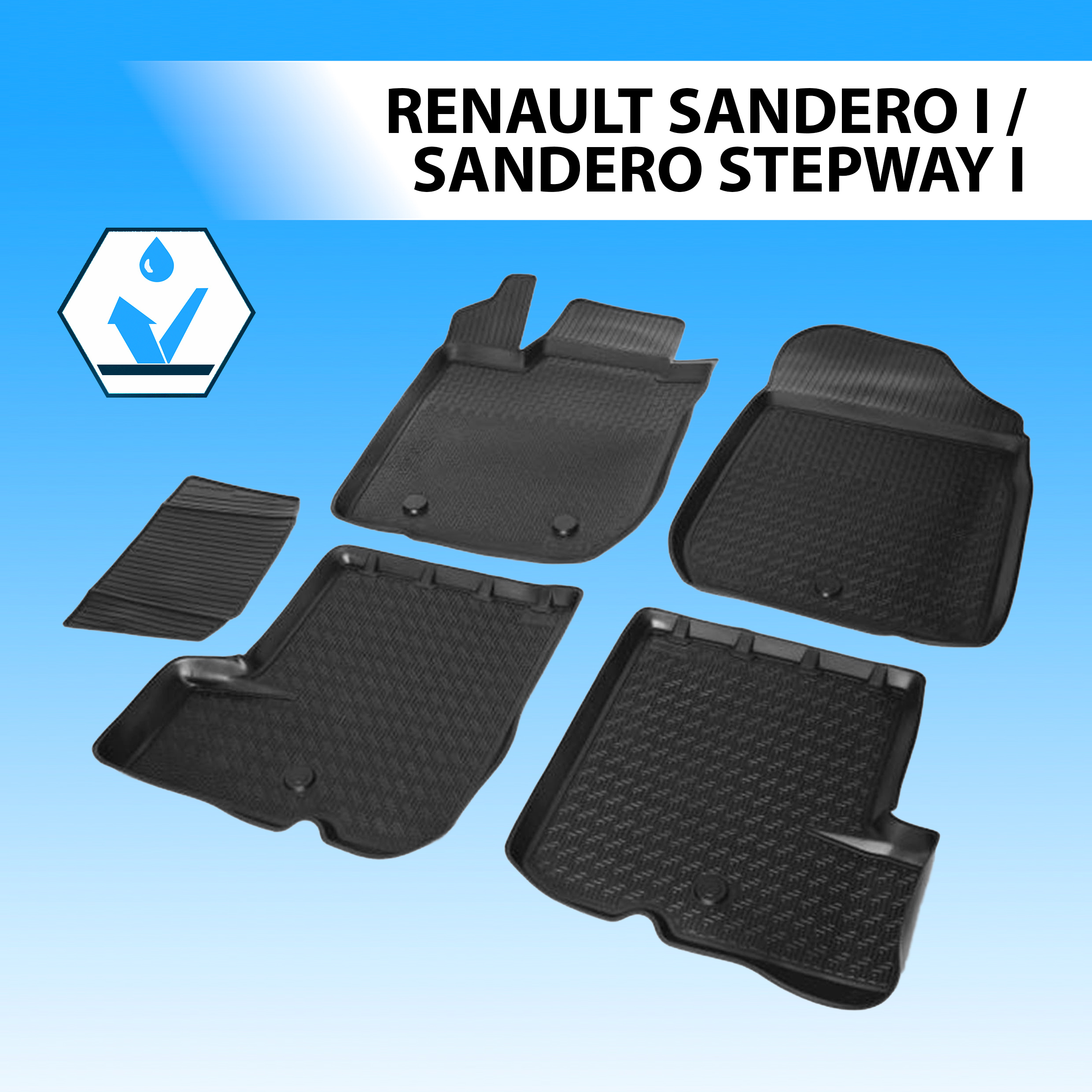 

Коврики в салон RIVAL для Renault Sandero HB 2009-2014/Sandero Stepway HB 10-14 14703001, Renault