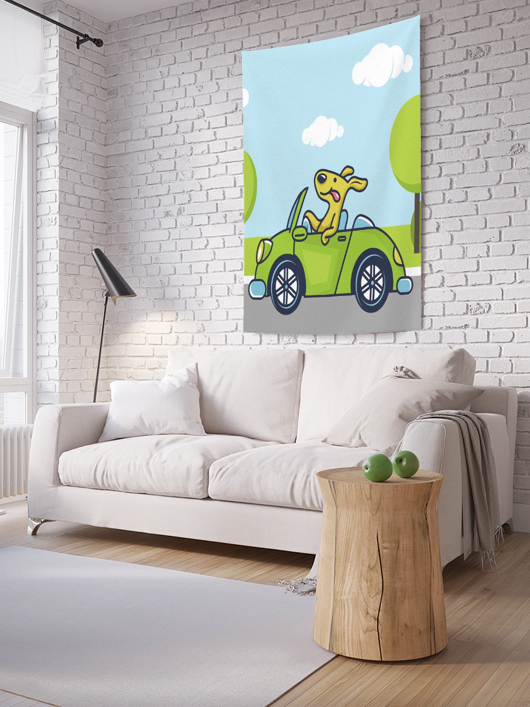 

Вертикальное фотопанно на стену JoyArty Пес за рулем 150x200 см, Пес за рулем