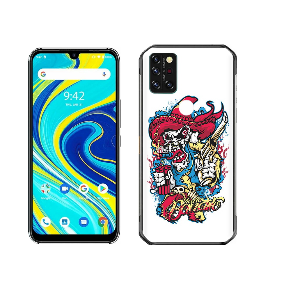 

Чехол MyPads Tocco для Umidigi A7 Pro нарисованный скелет с писталетом, Прозрачный, Tocco