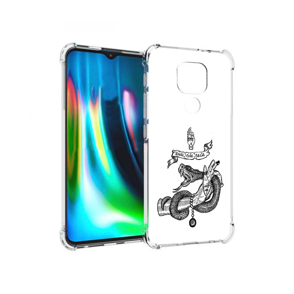

Чехол MyPads Tocco для Motorola Moto G9 Play змея на руке рисунок (PT227081.347.366), Прозрачный, Tocco