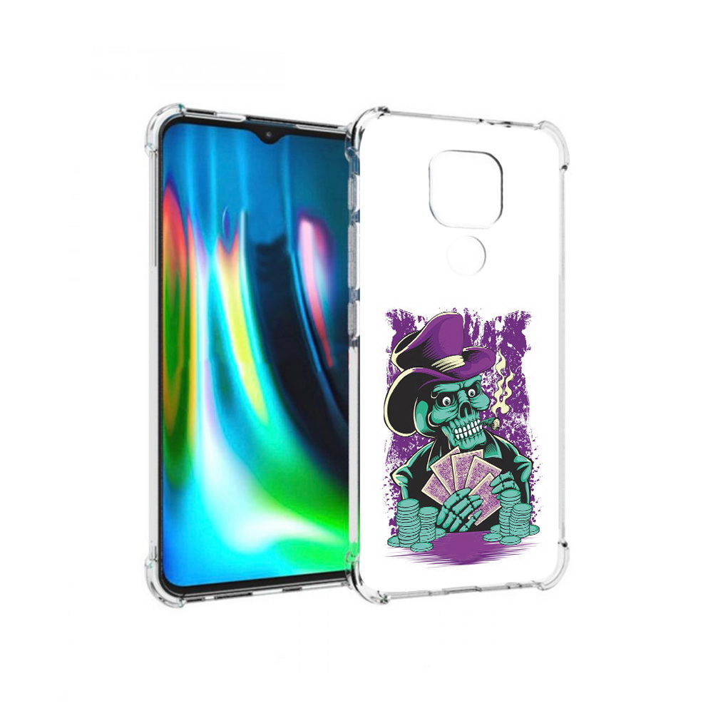 

Чехол MyPads Tocco для Motorola Moto G9 Play зеленый череп с картами (PT227081.347.361), Прозрачный, Tocco