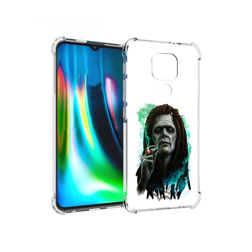

Чехол MyPads Tocco для Motorola Moto G9 Play зеленый мужчина с сигаретой, Прозрачный, Tocco