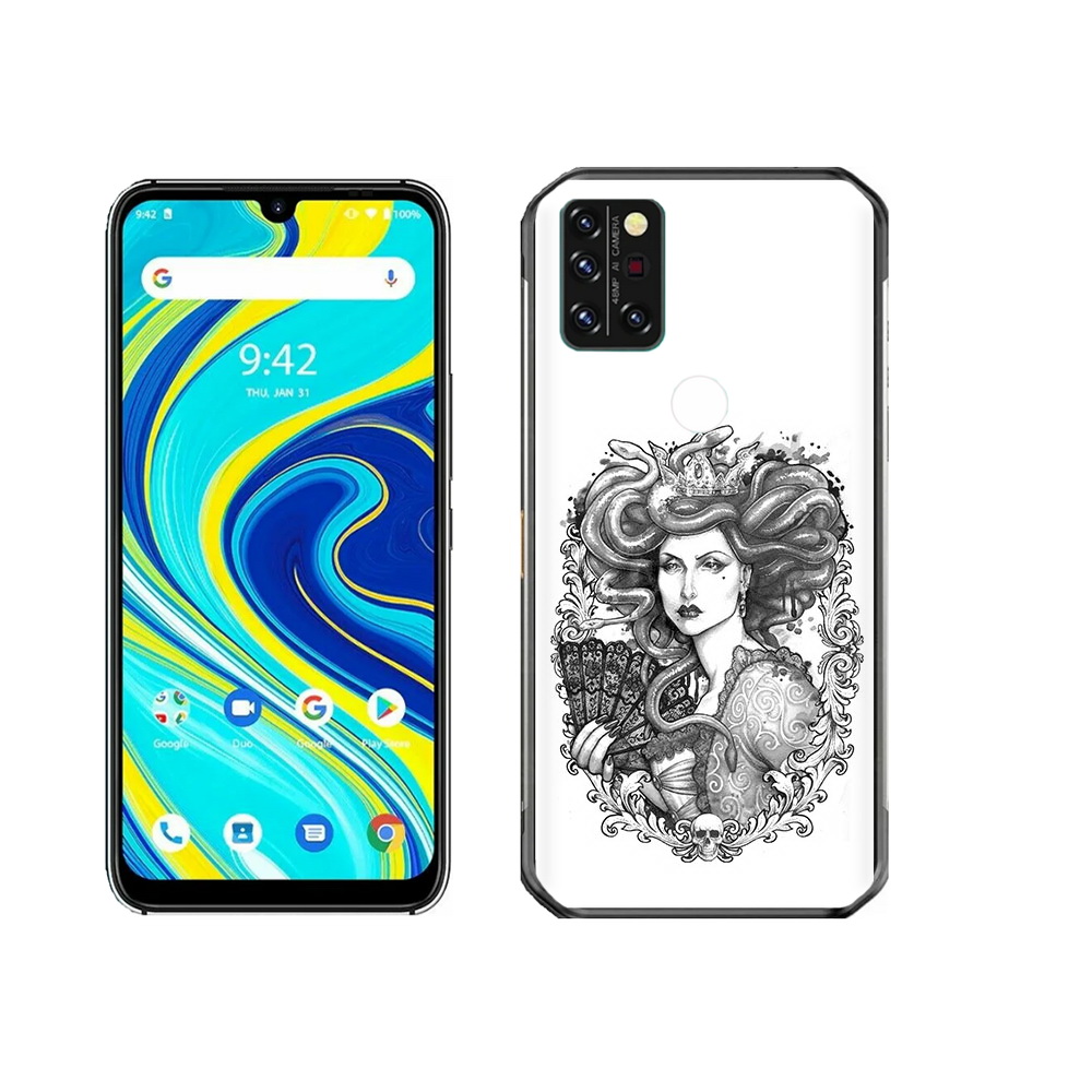 

Чехол MyPads Tocco для Umidigi A7 Pro медуза черно белый, Прозрачный, Tocco