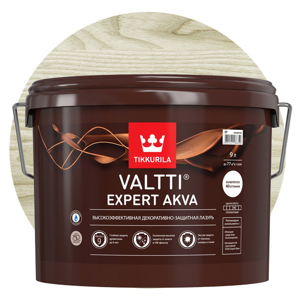Антисептик Tikkurila Valtti Expert Akva 9л, цвет беленый дуб пергамент беленый для выпечки 30 см х 25 м