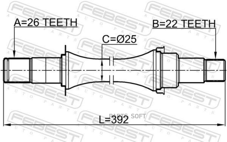 

Полуось Правая 26X397X22 FEBEST 0712azg412