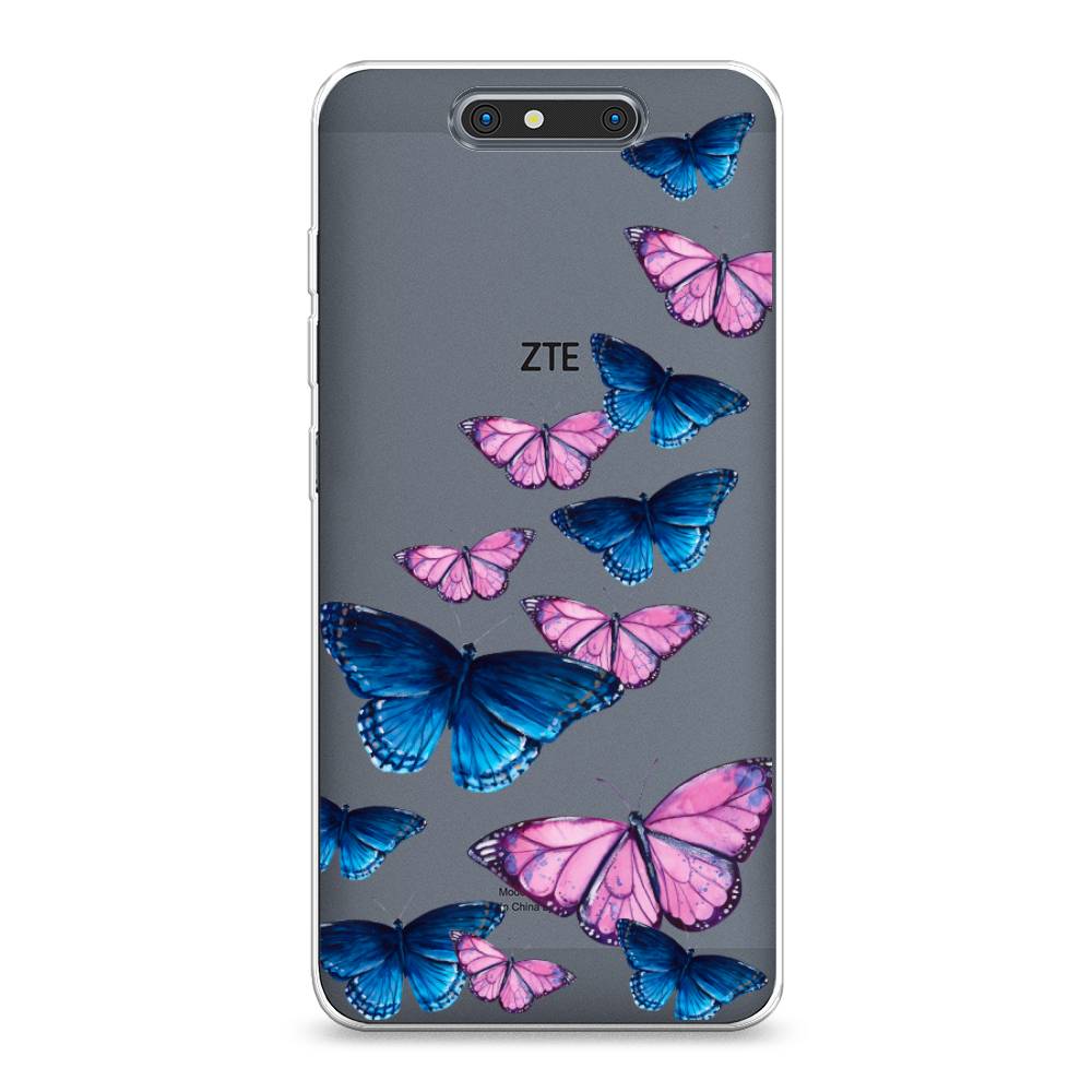 фото Силиконовый чехол "полет бабочек" на zte blade v8 awog