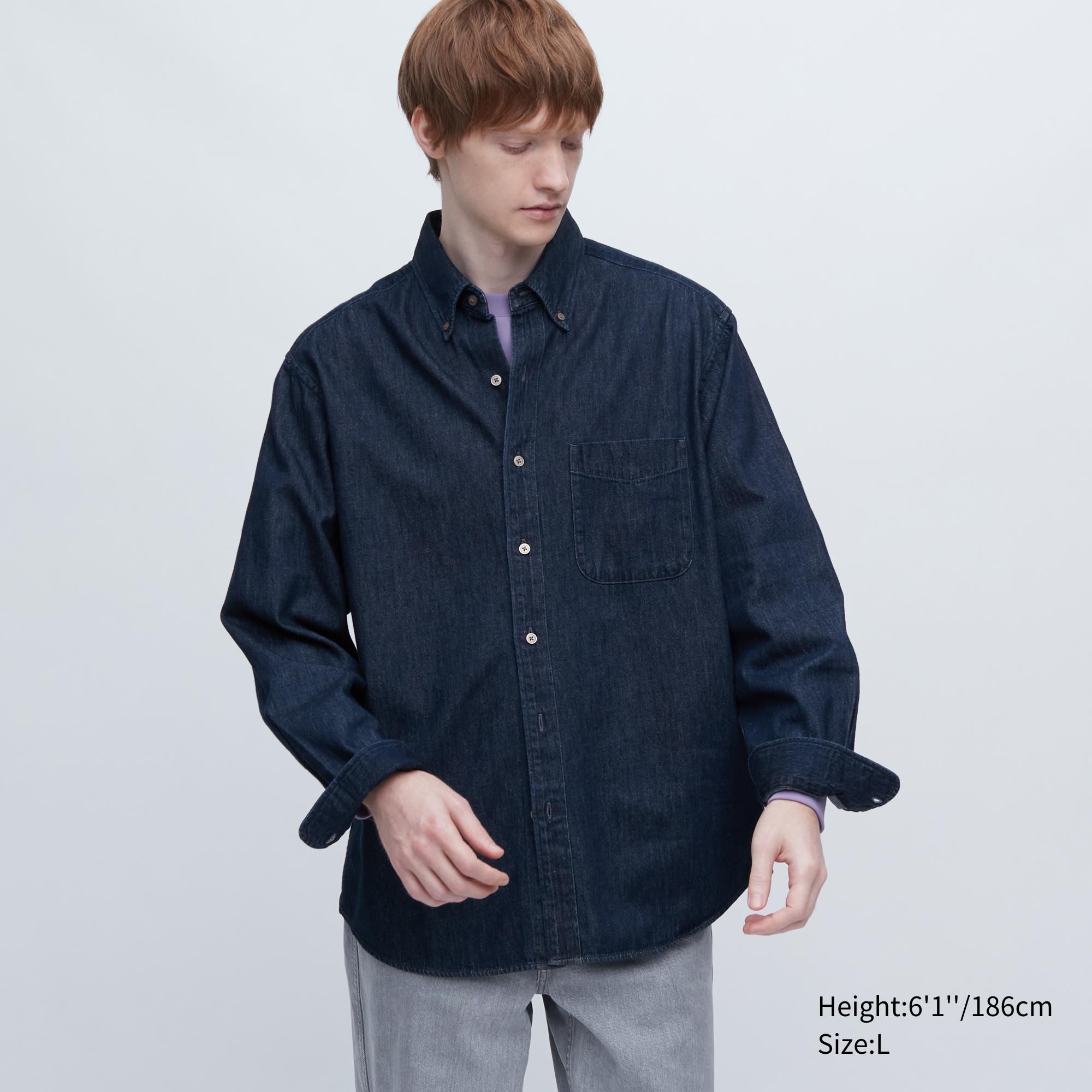 Рубашка мужская UNIQLO 455961COL68 синяя 2XL (доставка из-за рубежа)