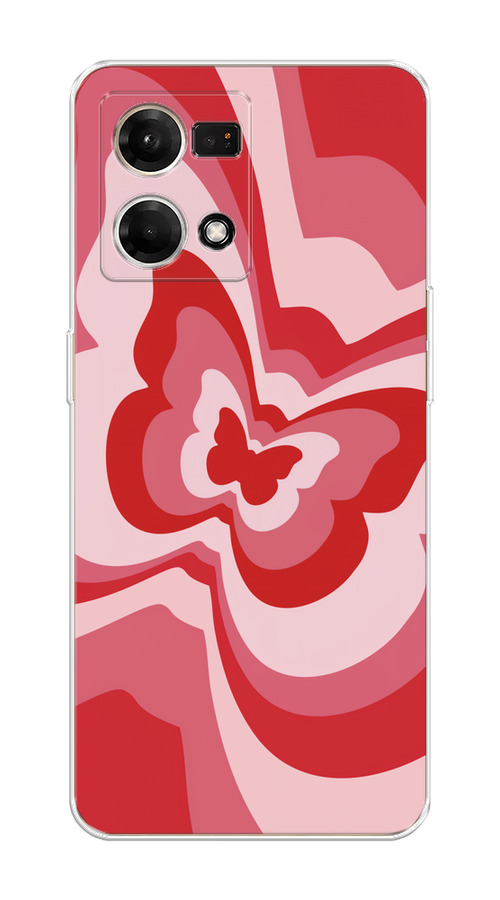 

Чехол на Oppo Reno 7 4G/8 4G "Бабочка в стиле хиппи", Красный;розовый, 2511250-1