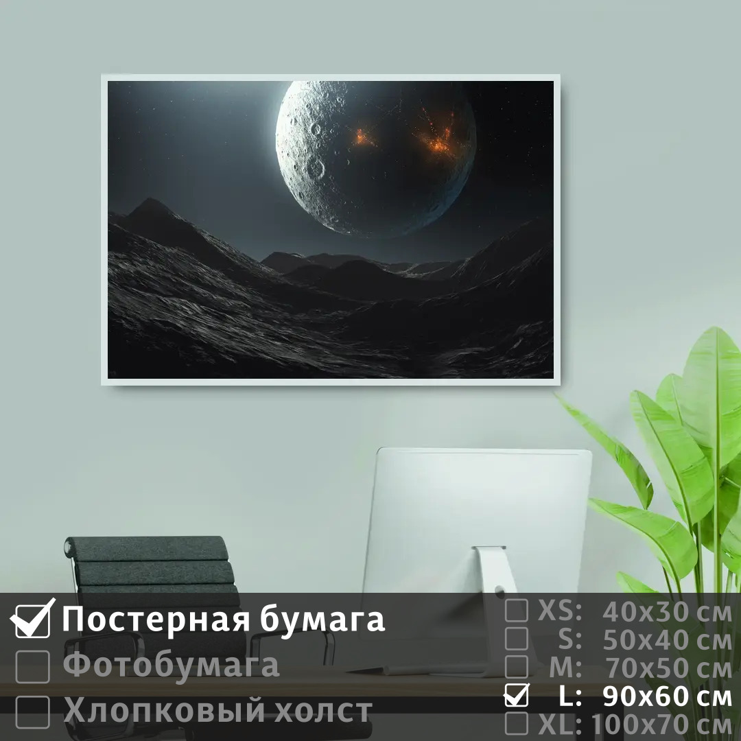

Постер на стену ПолиЦентр Луна в космической галактике 90х60 см, ЛунаВКосмическойГалактике