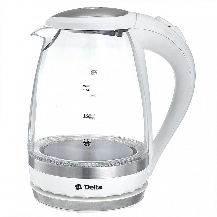 Чайник электрический DELTA DL-1202 1.5 л белый тостер rondell rde 1202