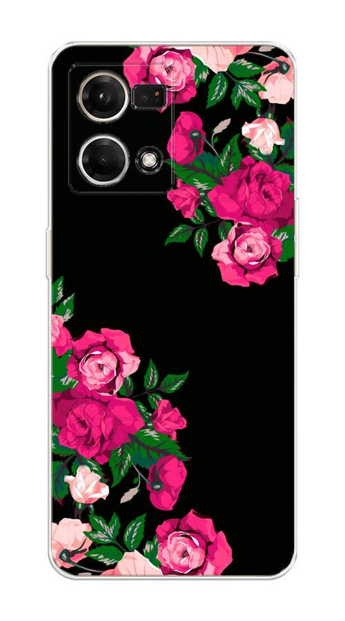

Чехол на Oppo Reno 7 4G/8 4G "Розы фуксия", Черный;розовый;зеленый, 2511250-1