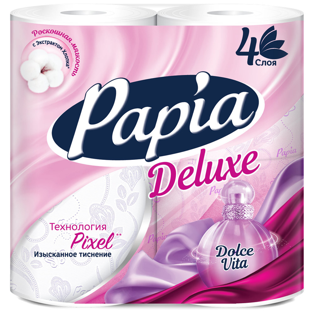 фото Туалетная бумага papia deluxe dolce vita 4-слойная 4 рулона