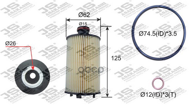 фото Фильтр масляный js asakashi oe14001 sy korando 2.0l 10- js asakashi арт. oe14001