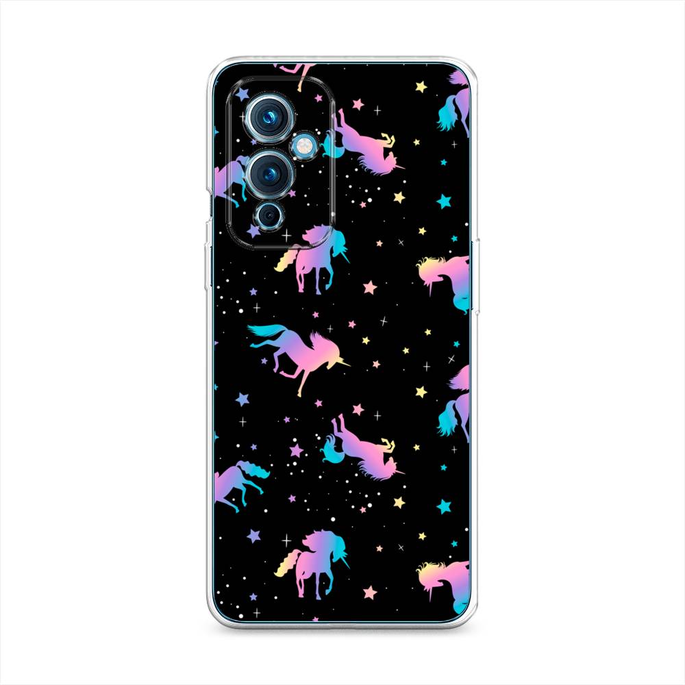 

Чехол на OnePlus 9 LE2110 "Единороги градиент", Черный;розовый;голубой, 152750-1