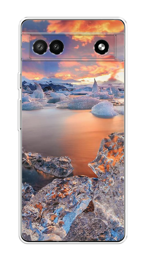 

Чехол на Google Pixel 6A "Ледники", Синий;оранжевый, 271150-2