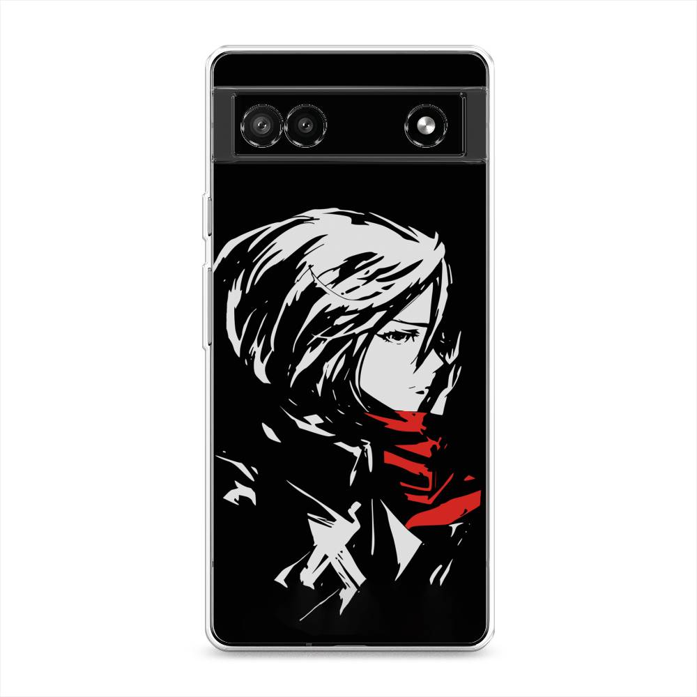 

Чехол для Google Pixel 6A "Микаса минимализм", Черный;серый;красный, 271150-4