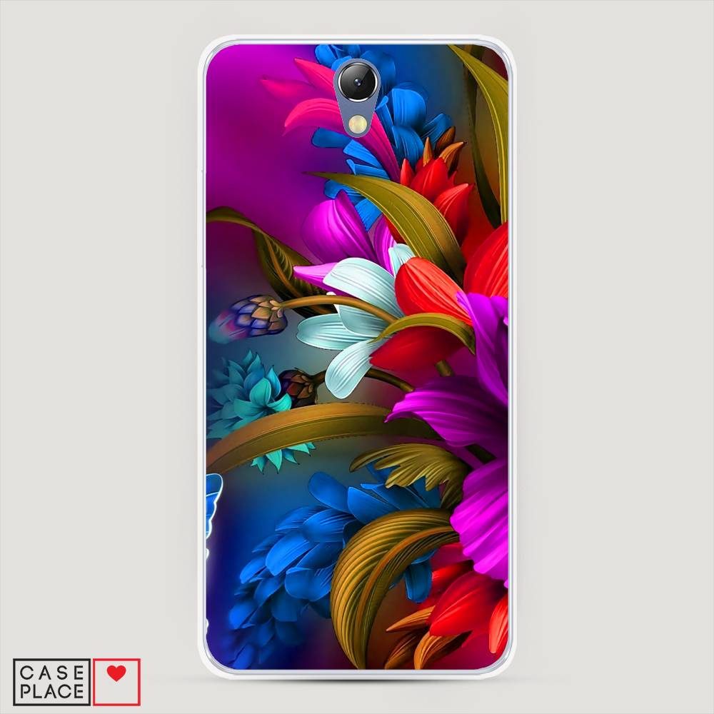 

Чехол на Lenovo Vibe S1 "Фантастические цветы", Фиолетовый;красный;синий, 111450-2
