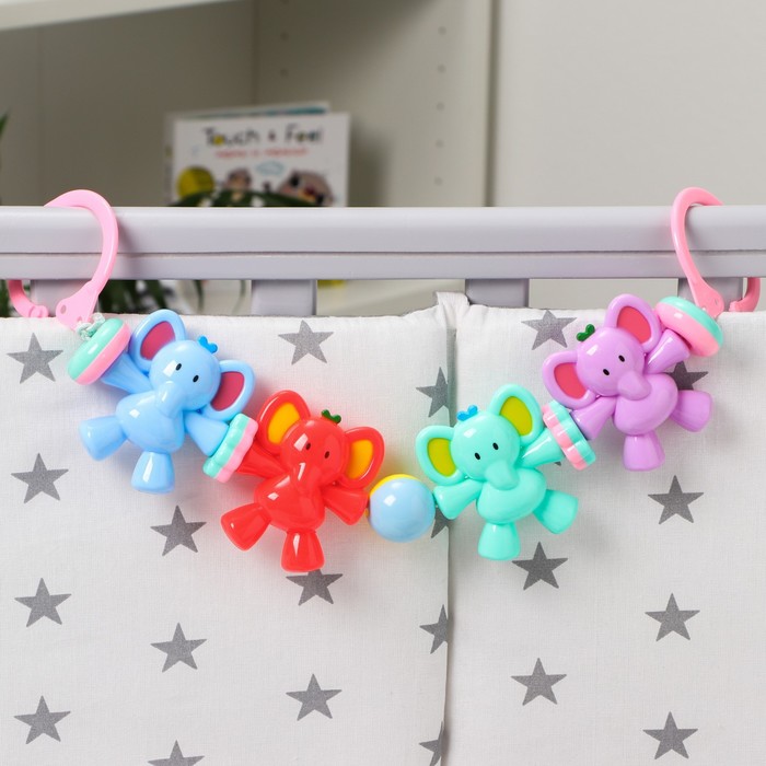 

Растяжка на коляску/кроватку «Слоник», 4 игрушки, цвет МИКС, 43 - 75 см