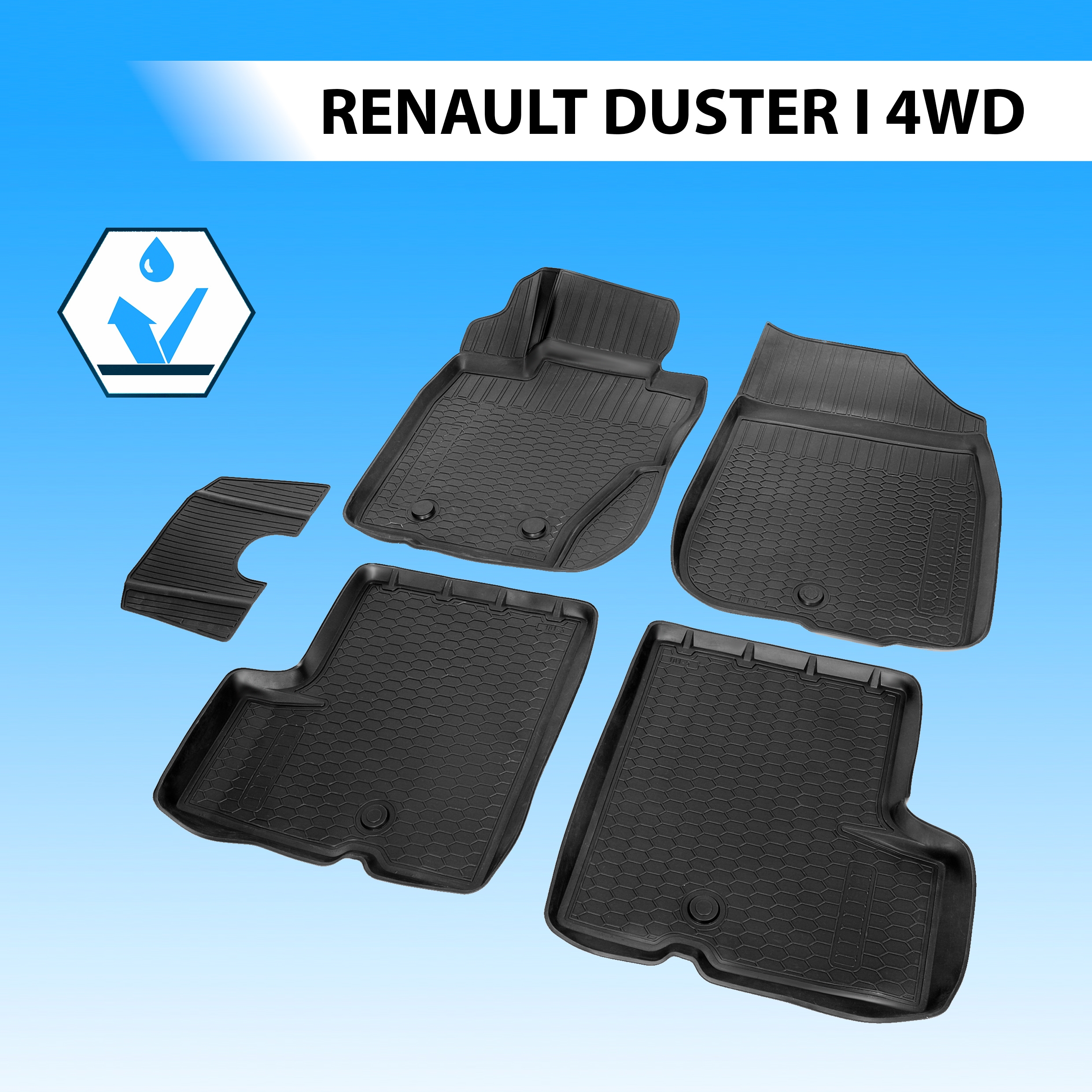 

Коврики в салон RIVAL для Renault Duster (полный привод) 2010-2015, 5 шт., 14701005, Renault