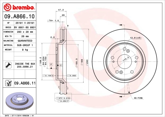 Диск тормозной передн. HONDA CR-V III (RE_) 06/06-> / HONDA CR-V IV (RM_) 01/12->