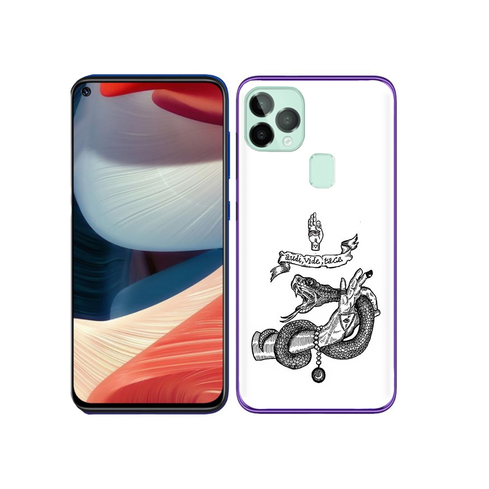 

Чехол MyPads Tocco для Oukitel C22 змея на руке рисунок, Прозрачный, Tocco
