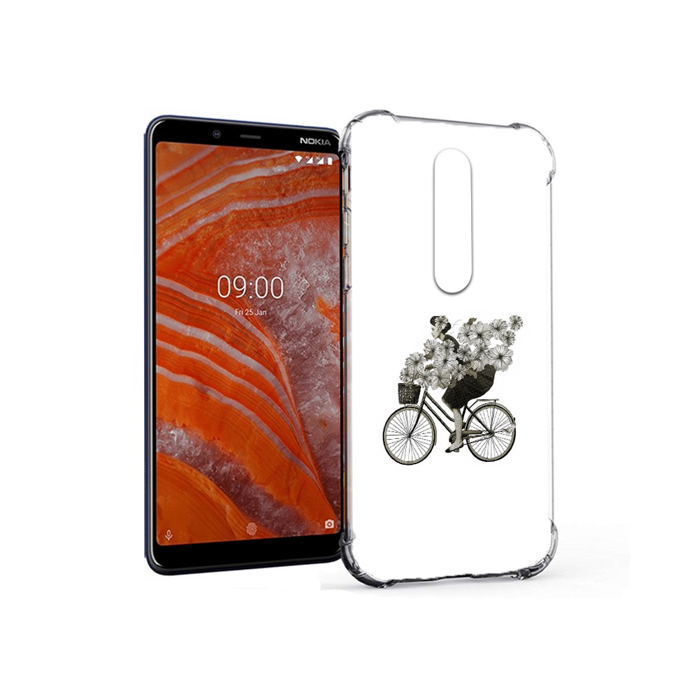 Чехол MyPads Tocco для Nokia 3.1 Plus девушка на велосипеде с цветами (PT121397.96.307)