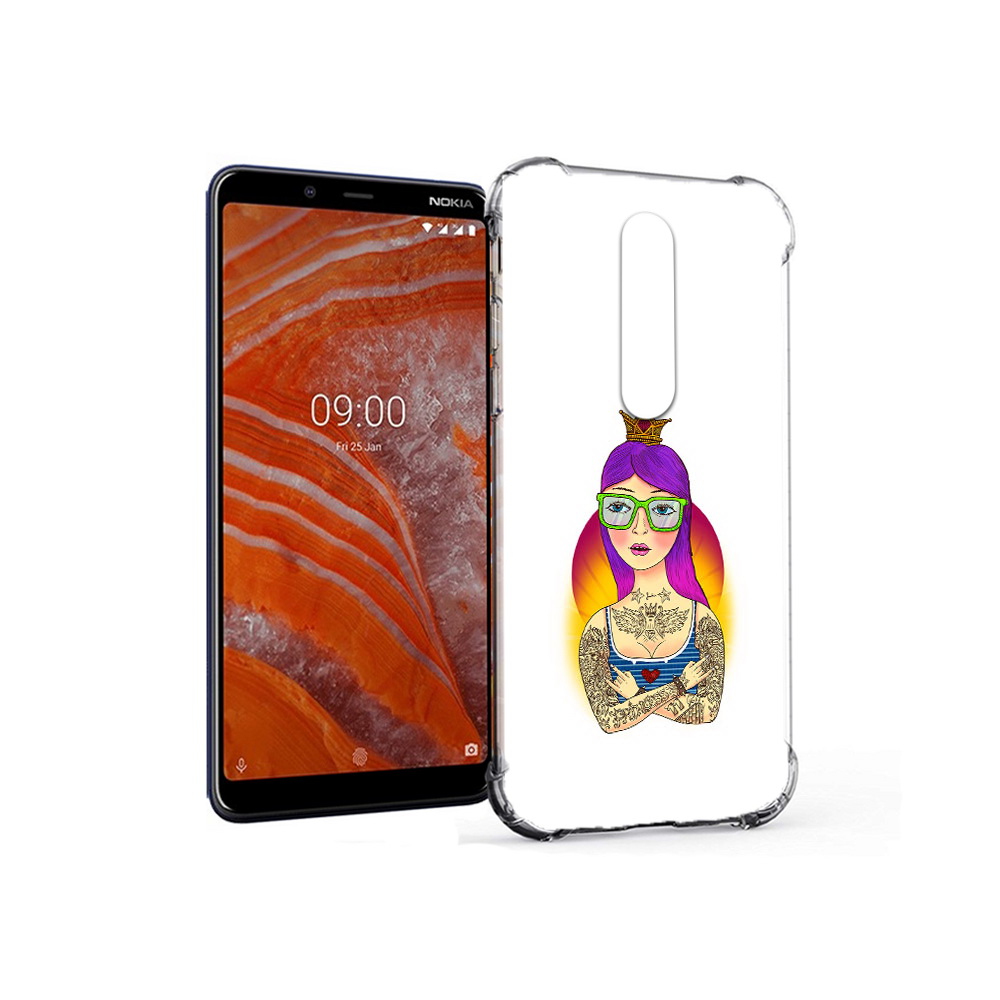 

Чехол MyPads Tocco для Nokia 3.1 Plus девушка в татуировках с короной (PT121397.96.305), Прозрачный, Tocco