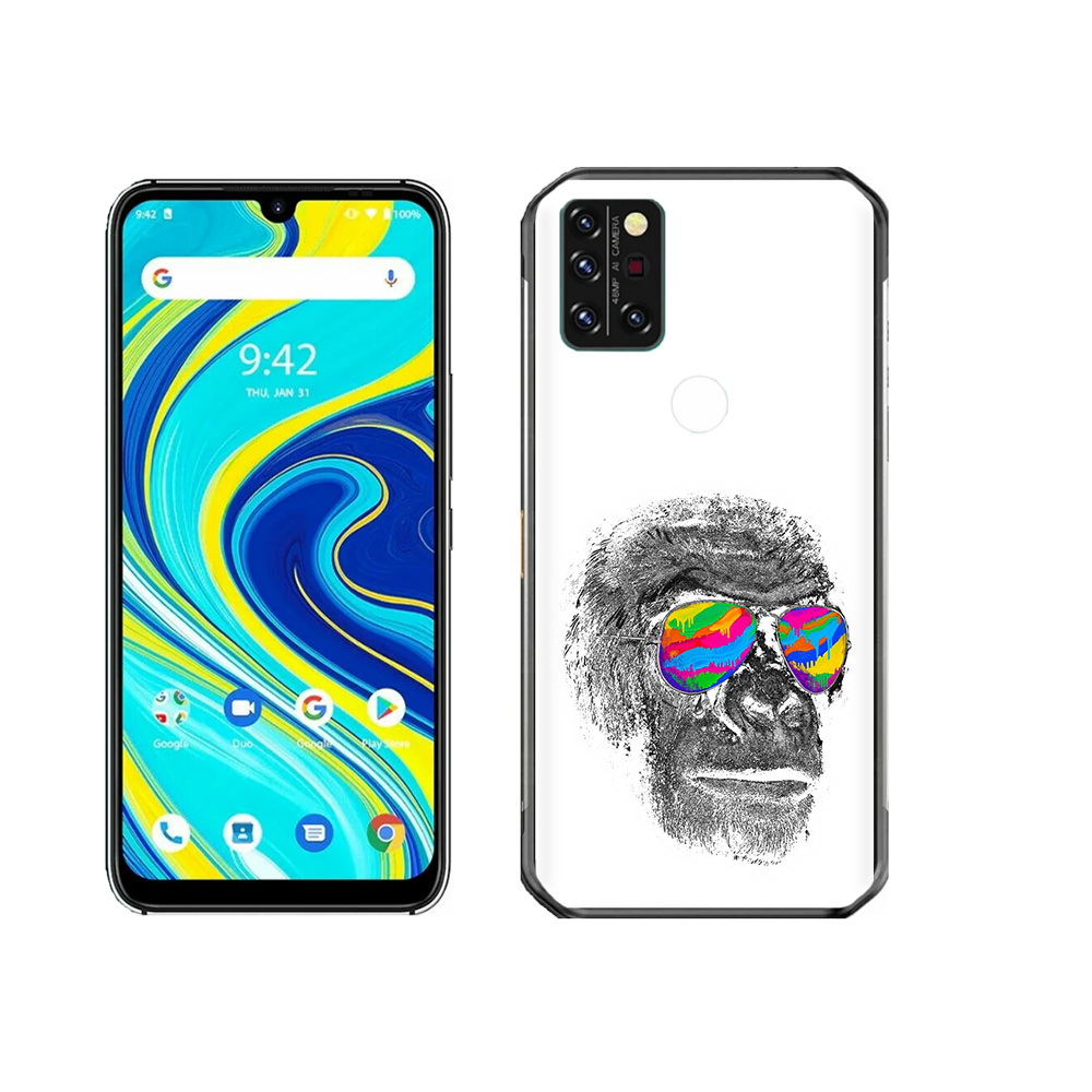 

Чехол MyPads Tocco для Umidigi A7 Pro крутая обезьяна в очках, Прозрачный, Tocco