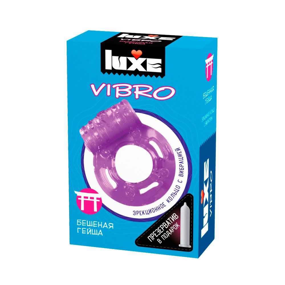 фото Эрекционное кольцо luxe vibro бешеная гейша с презервативом фиолетовый