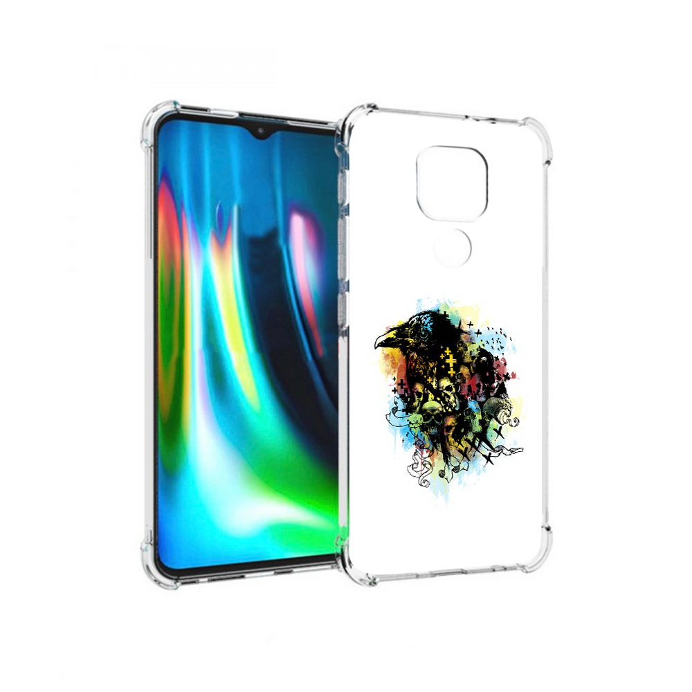 

Чехол MyPads Tocco для Motorola Moto G9 Play ворон и черепа (PT227081.347.273), Прозрачный, Tocco