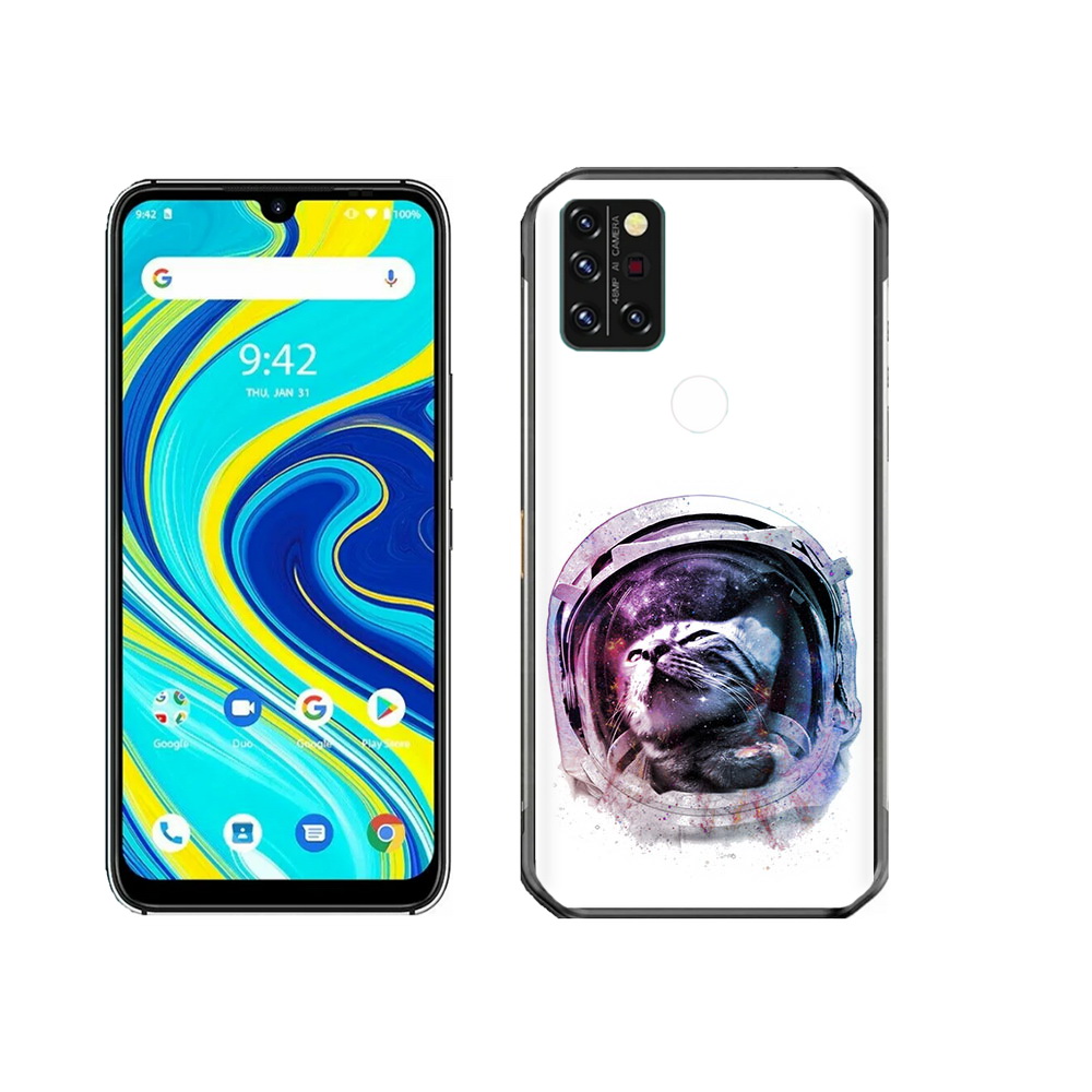 

Чехол MyPads Tocco для Umidigi A7 Pro кот в шлеме, Прозрачный, Tocco