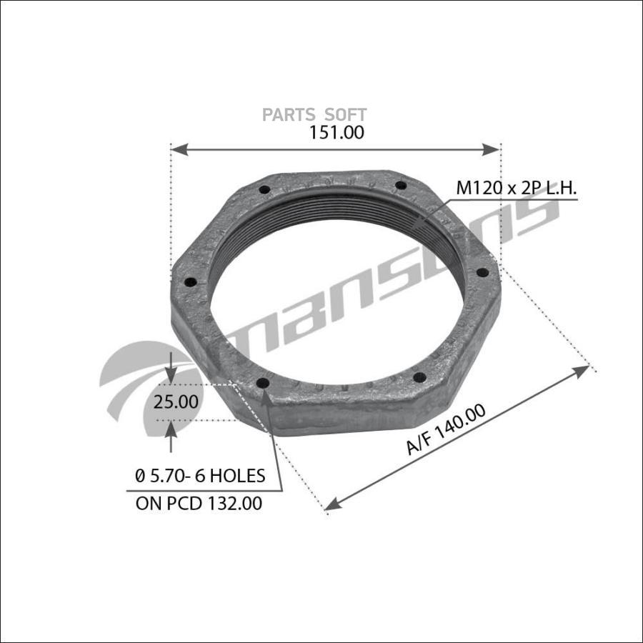 

Гайка Ступицы Saf Skrsskrz Левая M120X2Sw140 1Шт Mansons 600075