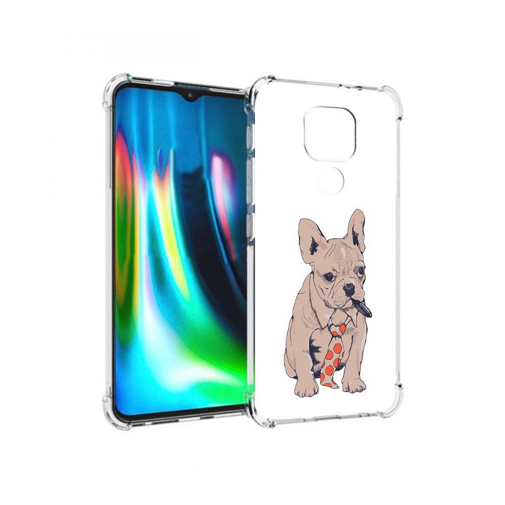 

Чехол MyPads Tocco для Motorola Moto G9 Play бульдог с сигарой (PT227081.347.250), Прозрачный, Tocco