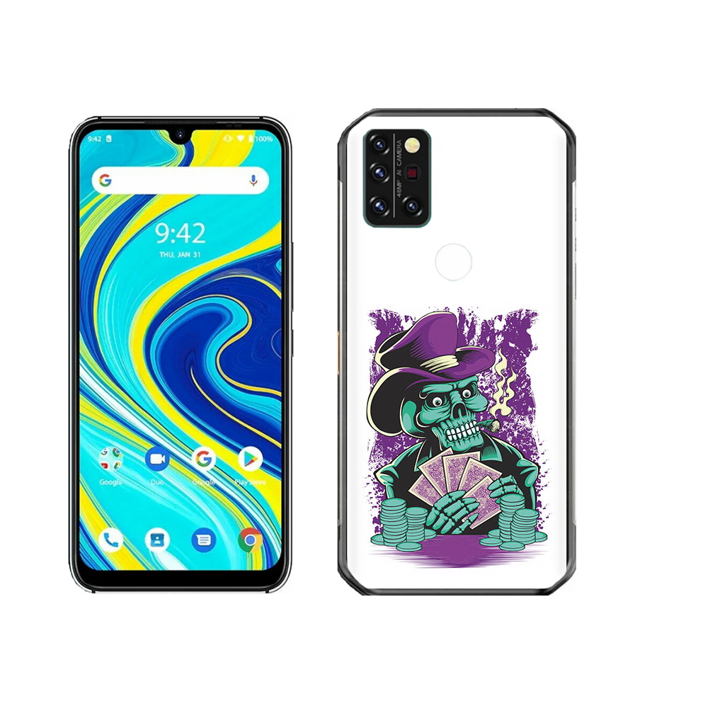 

Чехол MyPads Tocco для Umidigi A7 Pro зеленый череп с картами, Прозрачный, Tocco