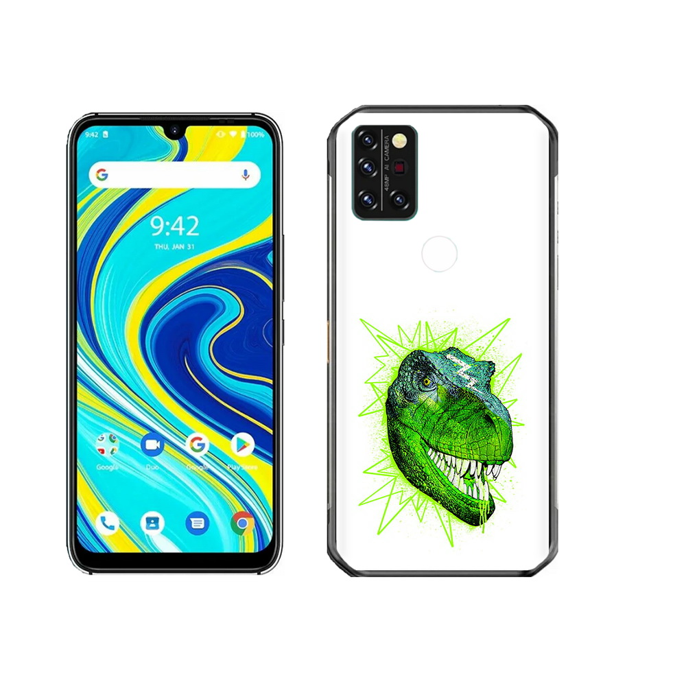 

Чехол MyPads Tocco для Umidigi A7 Pro зеленый динозавр, Прозрачный, Tocco